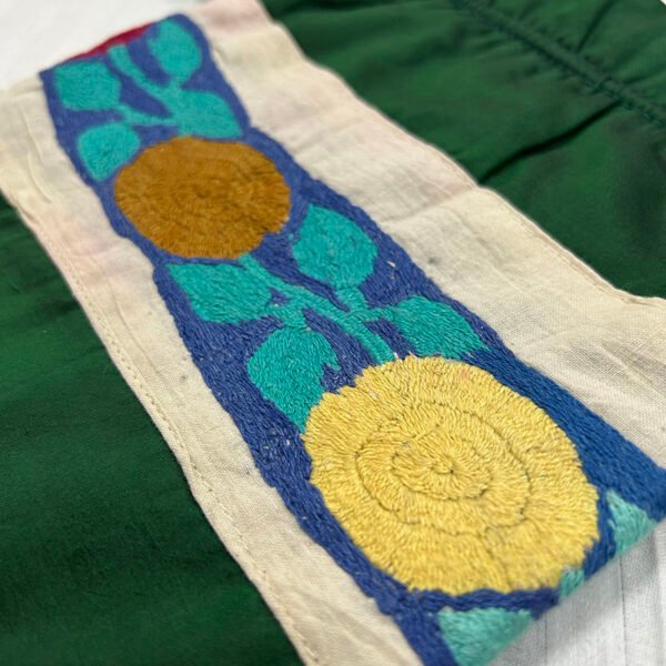 Handmade Traditional Style Side Bag | Pure Silk Material | Green with Flower and Leaf Design | BG7 - Image 3