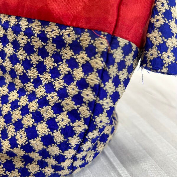Handmade Traditional Style Bouta Bag | Pure Silk Material | Premium Red and Blue Bag | BG6 - Image 3