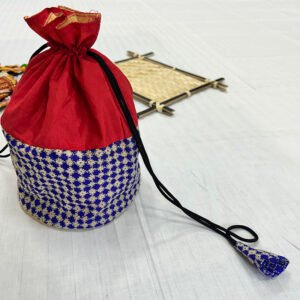Handmade Traditional Style Bouta Bag | Pure Silk Material | Premium Red and Blue Bag | BG6