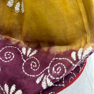 Handmade Traditional Style Botua Bag | Pure Silk Material | Off Yellow and Red bag with white stitches | BG3