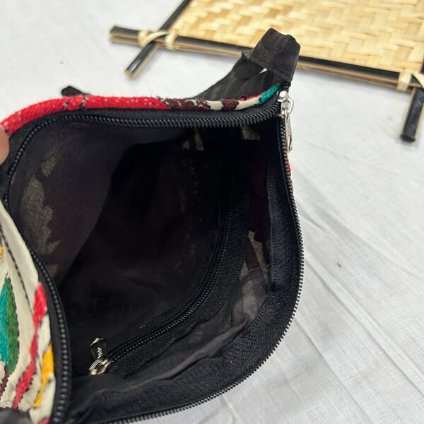 Handmade Traditional Style Side Bag | Tussar Material | Flower and Leaves Bag | BG1 - Image 3