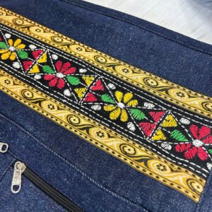 Handmade Traditional Style Side Bag | Blue bag with subtle alpona art | BG2