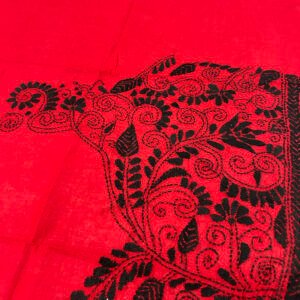 Kantha Stitch Work Handmade Red Blouse Piece