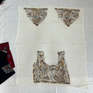 Kantha Stitch Work Handmade White Blouse Piece with embroidery pattern