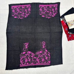 Kantha Stitch Work Handmade Black-Pink Blouse Piece