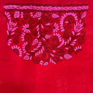 Kantha Stitch Work Handmade Red-Pink Blouse Piece