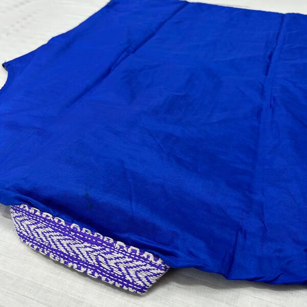 Unisex Kantha Stitch Work Handmade Jacket/Coat | Tri-Color Blue Pink | Floral Art - Image 4