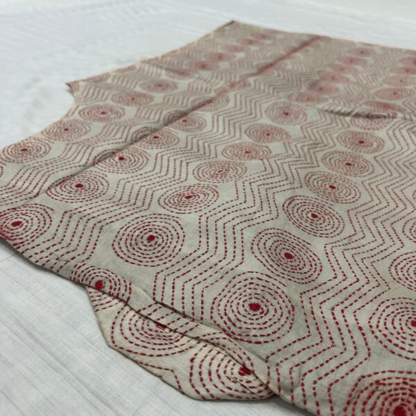 Unisex Kantha Stitch Work Handmade Jacket/Coat | Black inside | white pink stitch work | Floral Art - Image 3