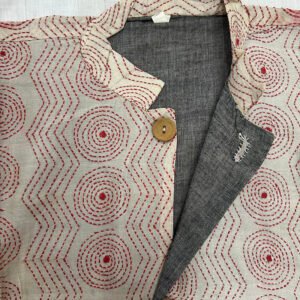 Unisex Kantha Stitch Work Handmade Jacket/Coat | Black inside | white pink stitch work | Floral Art