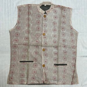 Unisex Kantha Stitch Work Handmade Jacket/Coat | Black inside | white pink stitch work | Floral Art