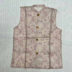 Unisex Kantha Stitch Work Handmade Jacket/Coat | White Pink stitch pattern | Pattern Art