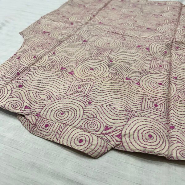 Unisex Kantha Stitch Work Handmade Jacket/Coat | White Pink stitch pattern | Pattern Art - Image 3
