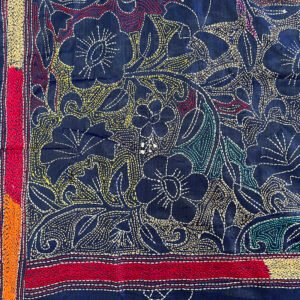 Handcrafted Mixed Silk Kantha Work Dupatta With | Colorful Floral Pattern design