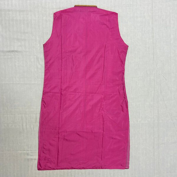 Unisex Kantha Stitch Work Pure Tussar Silk Handmade Jacket/Coat | Pink Rose Art Coat - Image 3