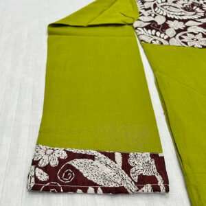 Hand-Stitched Kantha Work Kurta for Men | 100% Khadi Cotton | Soft Light Green with Alpona Design | K3