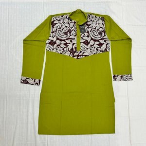 Hand-Stitched Kantha Work Kurta for Men | 100% Khadi Cotton | Soft Light Green with Alpona Design | K3