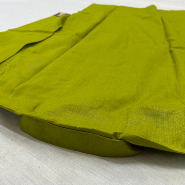 Hand-Stitched Kantha Work Kurta for Men | 100% Khadi Cotton | Blue and Yellow Flower Design On Leaf Green | K8 - Image 4