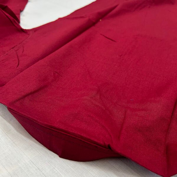 Hand-Stitched Kantha Work Kurta for Men | 100% Khadi Cotton | Red Floral pattern | K7 - Image 4