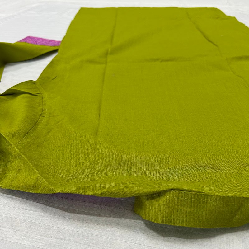 Hand-Stitched Kantha Work Kurta for Men | 100% Khadi Cotton | Pink pattern on Leaf green | K6 6 Hand-Stitched Kantha Work Kurta for Men | 100% Khadi Cotton | Pink pattern on Leaf green | K6 - Image 4