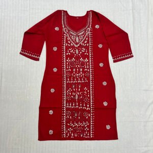 Kantha Work Hand Stitch Red Embroidered Kurti for Women | K2