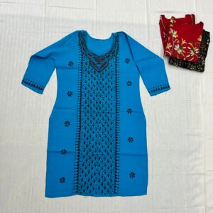 Kantha Work Hand Stitch Soft Blue Kurti for Women | K1