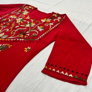 Kantha Work Hand Stitch Red for Women | Colorful Design | K5