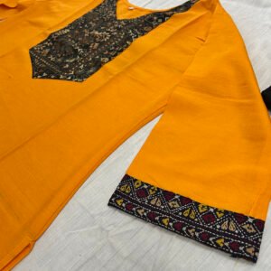 Kantha Work Hand Stitch Pattern art Kurti for Women | Khadi cotton | K4