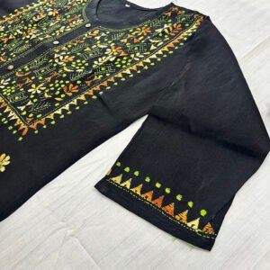 Kantha Work Hand Stitch Neutral Black Kurti for Women | K3