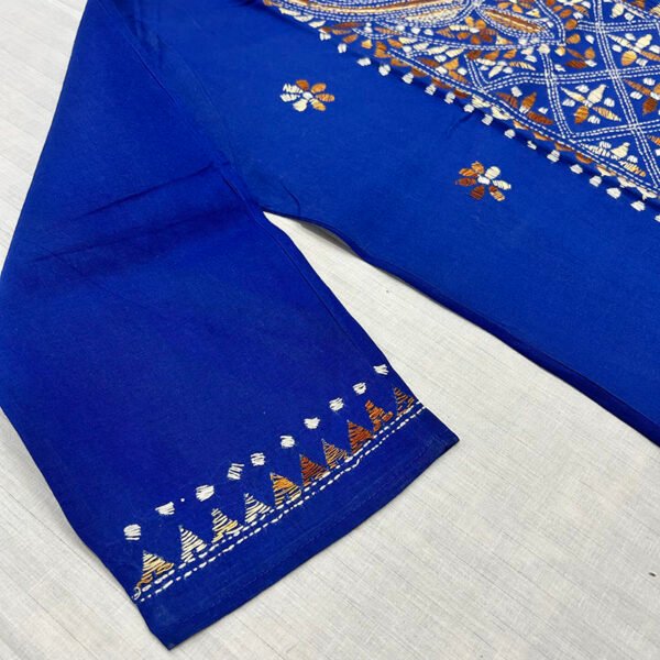 Kantha Work Hand Stitch for Women | 100 % cotton | Royal Blue pattern art | K8 - Image 2