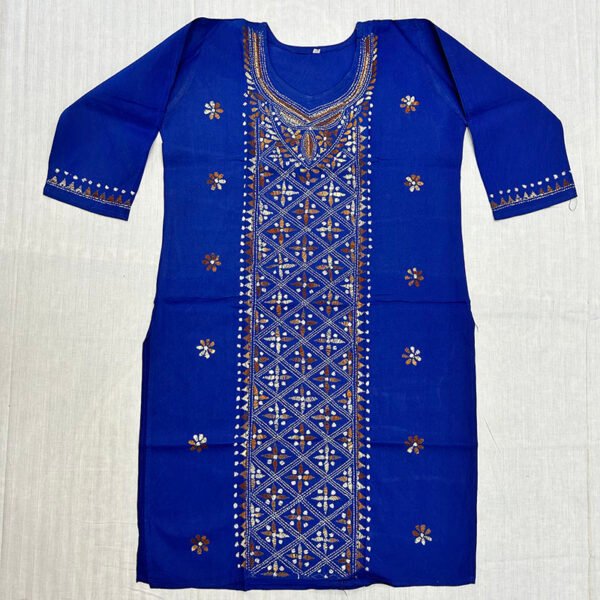 Kantha Work Hand Stitch for Women | 100 % cotton | Royal Blue pattern art | K8