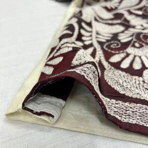Kantha Stitch Work Handmade White Blouse with brown design