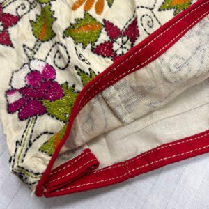 Kantha Stitch Work Handmade White Blouse with floral embroidery