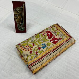 Pure Gachi Tussar Hand stitch Kantha Saree | Khaki Yellow Embroidery