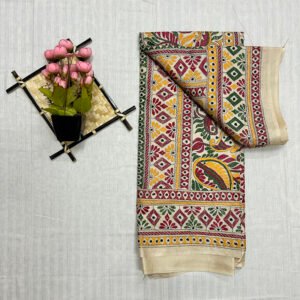 Premium Hand Stitch Gachi Tussar Silk Saree with Blouse Piece | Expensive Art Texture | S14