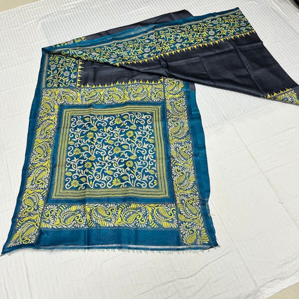 Premium Hand Stitch Dyed Tussar Silk Saree with Blouse Piece | Expensive Art Texture | S15 - Image 3