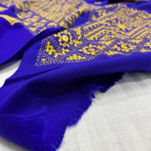 Kantha Work Handmade Soft Shawl | Royal Blue | Golden stitch shawl | SHL4