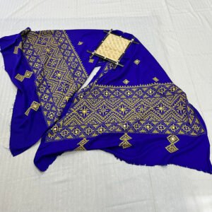 Kantha Work Handmade Soft Shawl | Royal Blue | Golden stitch shawl | SHL4