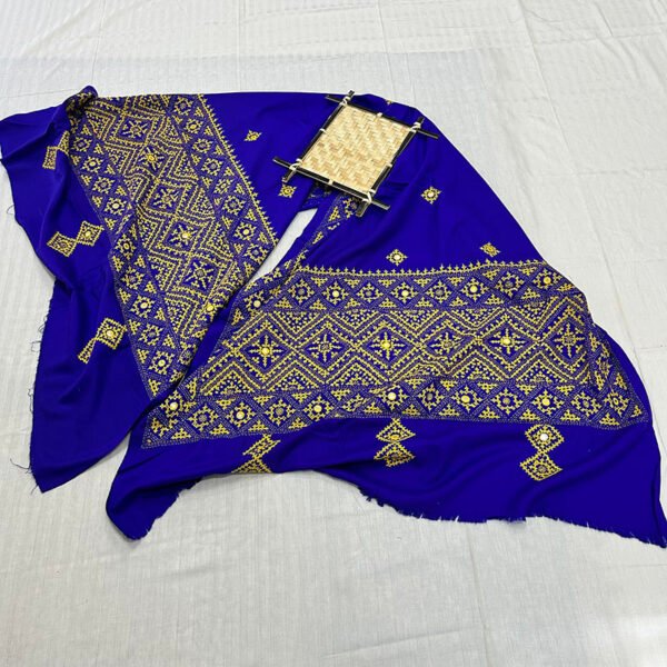 Kantha Work Handmade Soft Shawl | Royal Blue | Golden stitch shawl | SHL4