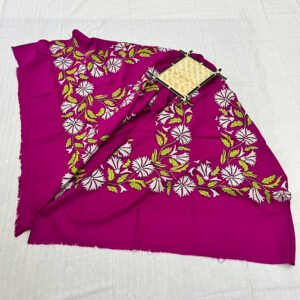 Kantha Work Handmade Soft Shawl | Premium Deep Pink Flower art shawl | SHL2