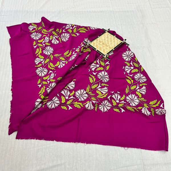 Kantha Work Handmade Soft Shawl | Premium Deep Pink Flower art shawl | SHL2