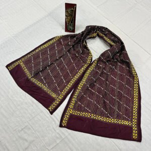 Handcrafted Kantha Work Stole | Mixed Silk | Purple Pattern Design