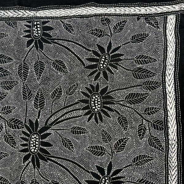 Handcrafted Kantha Work Stole | Mixed Silk | Classy Floral Design - Image 2