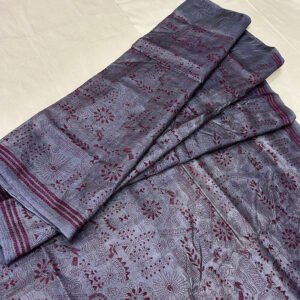Gachi Tussar dyed Saree with Worli Work & Kantha Stitch | S36