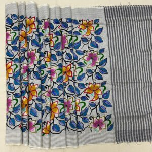 Bishnupuri Silk Reverse Kantha Stitch Saree |s54