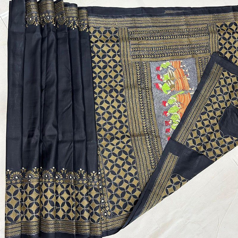 Bishnupuri Silk Nakshi Kantha Saree |s53 5 Bishnupuri Silk Nakshi Kantha Saree |s53 - Image 3
