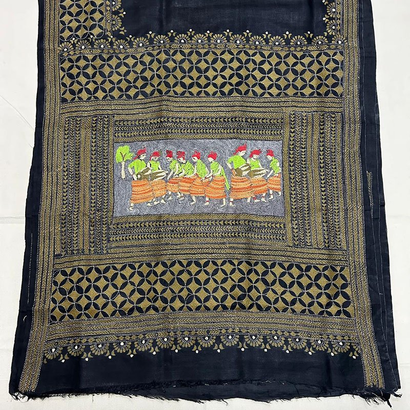 Bishnupuri Silk Nakshi Kantha Saree |s53 4 Bishnupuri Silk Nakshi Kantha Saree |s53 - Image 2