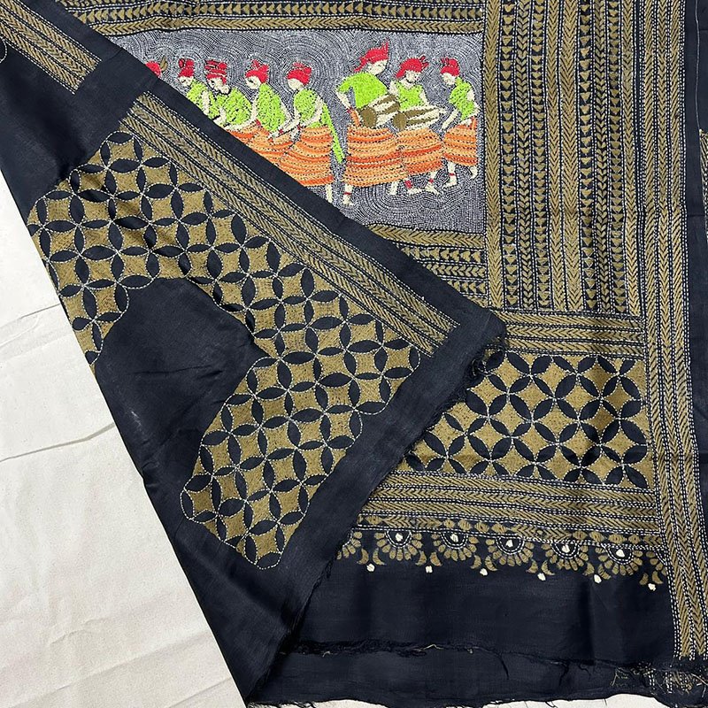 Bishnupuri Silk Nakshi Kantha Saree |s53 6 Bishnupuri Silk Nakshi Kantha Saree |s53 - Image 4