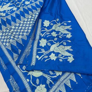 Bangalore Silk Kantha Stitch Saree – Diwali Special | s43