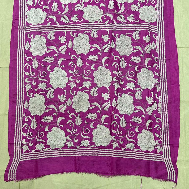 Bishnupuri Silk Kantha Stitch Saree - Diwali Special | s49 6 Bishnupuri Silk Kantha Stitch Saree - Diwali Special | s49 - Image 4