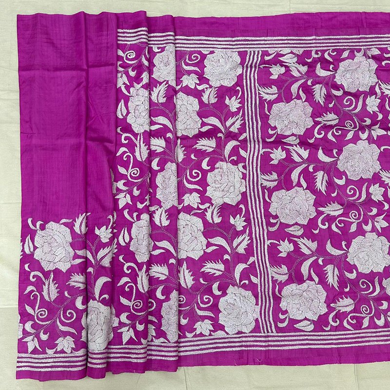 Bishnupuri Silk Kantha Stitch Saree - Diwali Special | s49 5 Bishnupuri Silk Kantha Stitch Saree - Diwali Special | s49 - Image 3